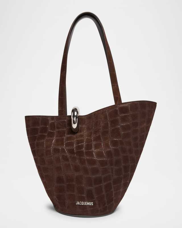 Le Bambola Moyen Croc-Embossed Suede Tote Bag
